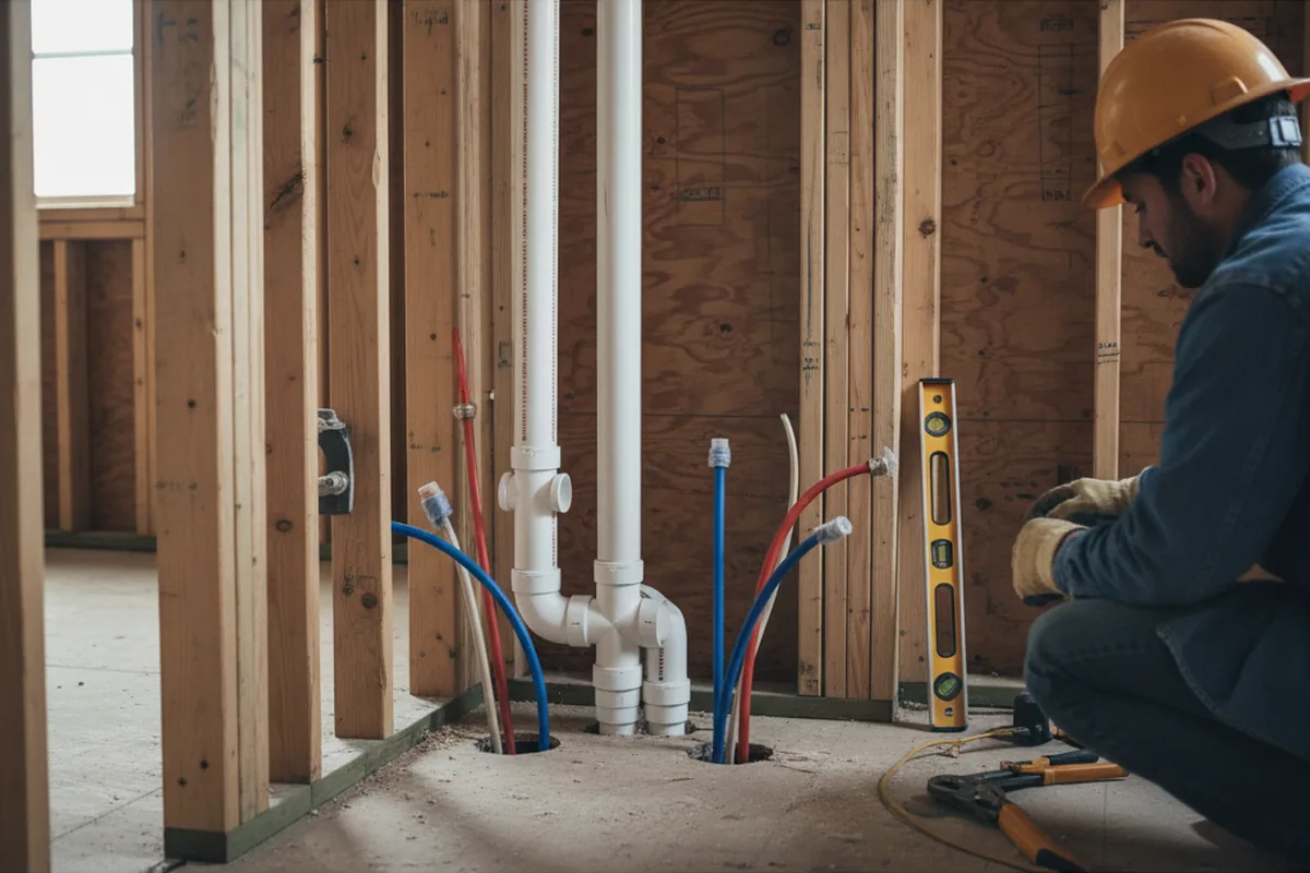 Drain and supply rough-in during Leak Detection in Horse Cave