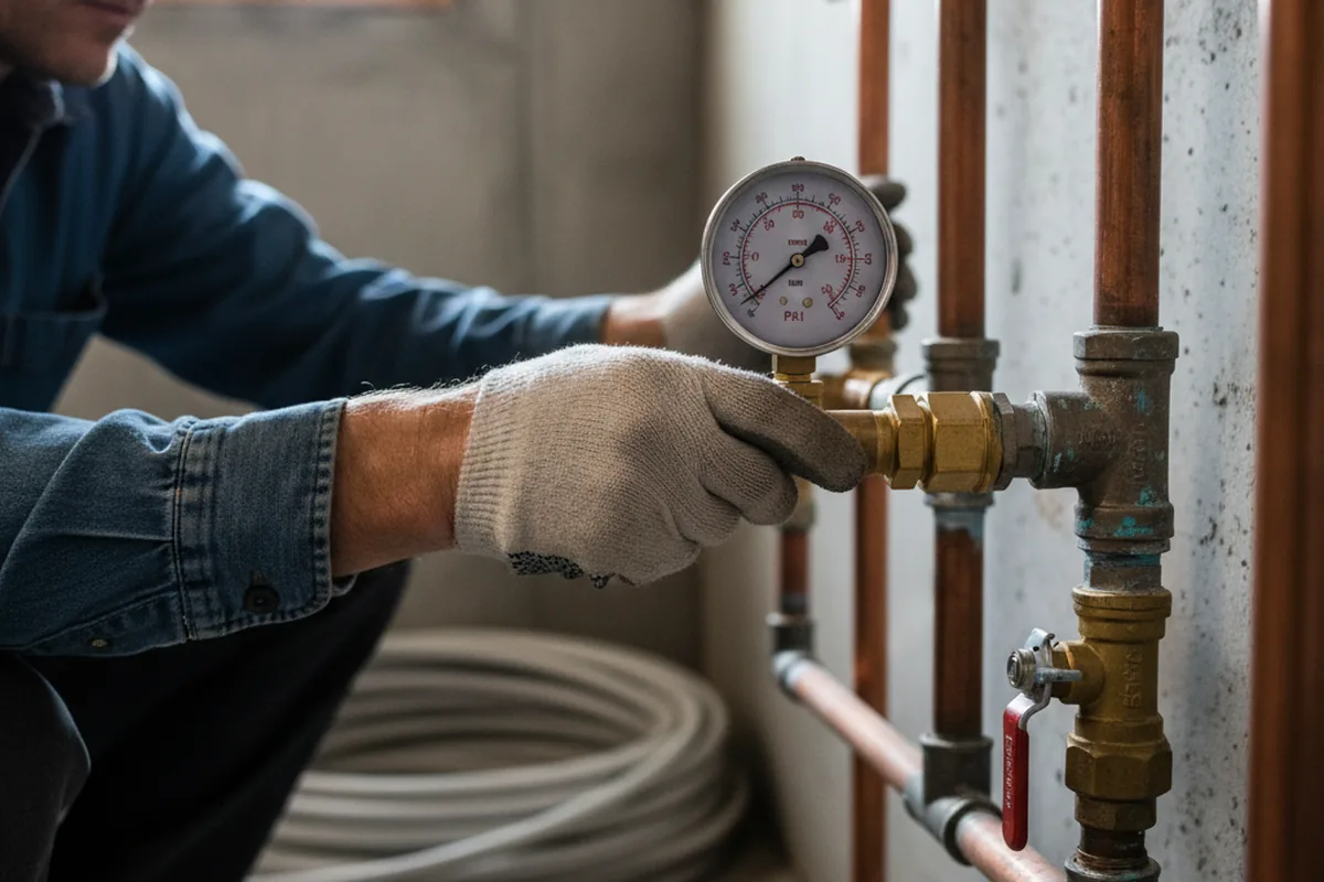 Pressure testing a repaired line during Water Line Repair in Horse Cave